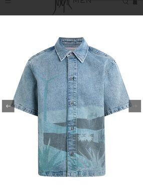 Hudson Jeans Light Blue Denim Short Sleeve Button-Up